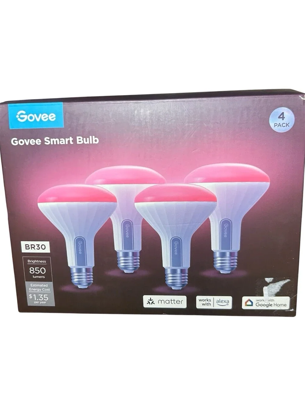 GOVEE BR30 Smart Light Bulbs 4-pack 850 Lumens (Alexa Google home) H6013 - New